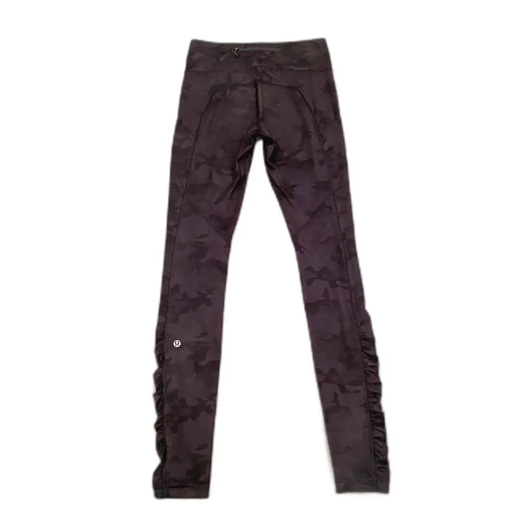 Lululemon Speed Tight Leggings Black Gray Camo Ruched size 4 RARE EUC - Picture 3 of 7